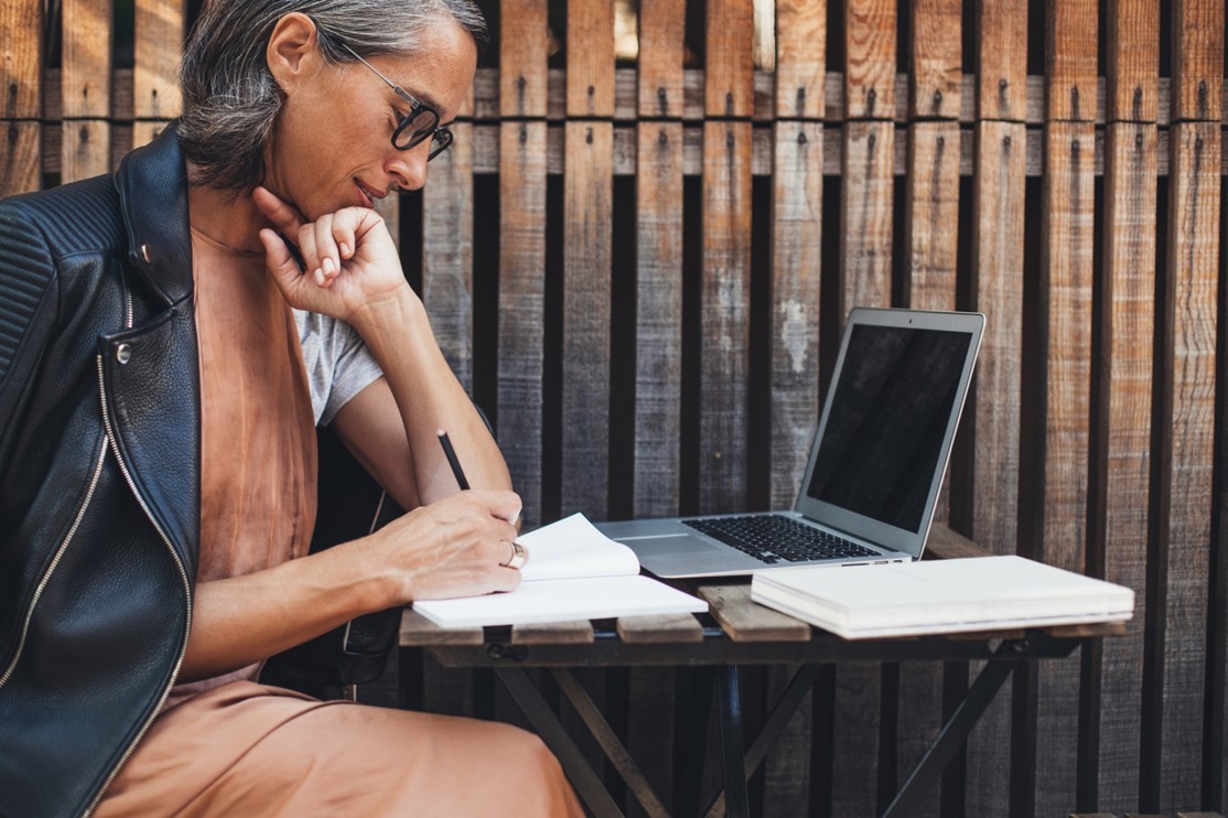 Caregiver reflecting with a Checklist